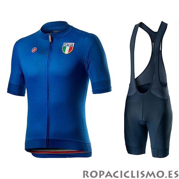 2020 Maillot Italia Tirantes Mangas Cortas Azul